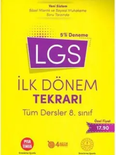 4 Adım 8.Sınıf LGS İlk Dönem Tekrarı Tüm Dersler 5 li Deneme
