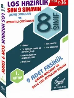 8.Sınıf LGS Hazırlık 1.Kitap-Son 9 Sınavın Çıkmış Soruları ve Ayrıntılı Çözümleri